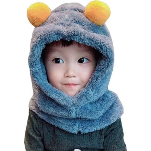 2020 New Winter Children Warm Thick Hat Scarf Baby Beanies Caps Plush Neck Warmers For Boy Girl