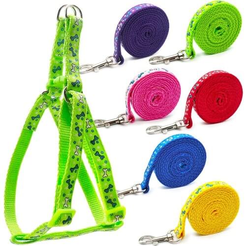 24PCS Bone Cartoon Cute Dog Harness Vest Adjustable Soft Breathable Harness for Puppy Collar Cat Pet Dog Chest Strap Anti-lost