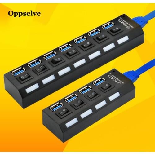 4 Ports USB Hub 3.0 Multi USB Splitter 3 Hab Use Power Adapter 4/7 Port Multi Adapter 7 Ports with Switch for PC Plug Play USB