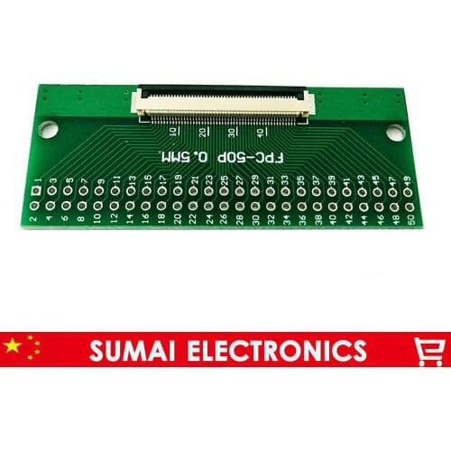 50 pin 0.5mm FPC/FFC PCB connector socket adapter board,50P flat cable one-sided socket