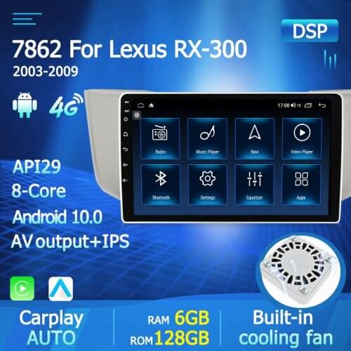 Autoradio For Lexus RX300 RX330 RX350 RX400H 2004 2005 2006 2007 2008 2009 Android 10 car radio multimedia 4G lte wifi 2 din