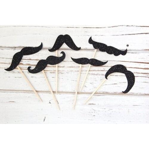 Glitter Mustache little man Party Cupcake Appetizer toppers Bachelorette birthday winter Wedding Bridal baby Shower food picks