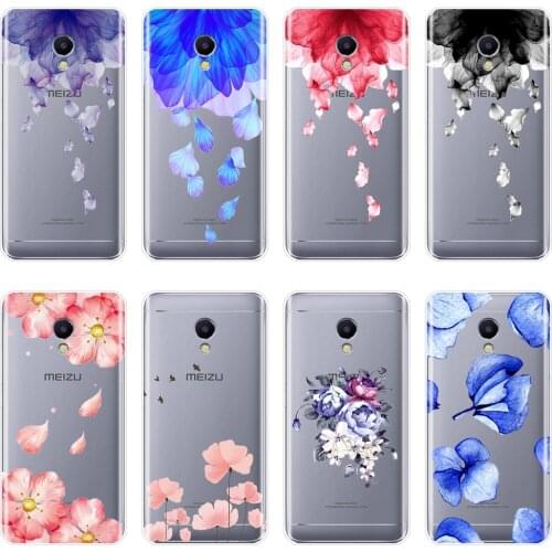 Soft Phone Case For Meizu M6 M5 M3 M2 Note Silicone Pink Flower Red Blue Back Cover For Meizu M2 M3 M3S M5 M5C M5S M6 M6S M6T