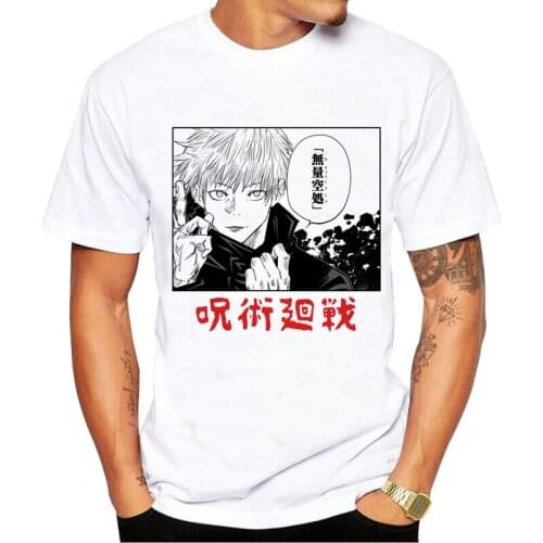 Jujutsu Kaisen anime print Harajuku Mens tshirt Unisex Short Sleeve T shirt Cool Cartoon Casual T-shirt Male Streetwear Tops