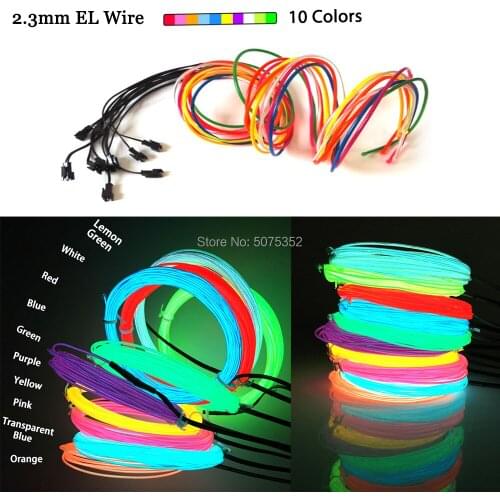 Flexible EL Cable Tube Tape Neon Light Strip Garden Stage Costume Decor Waterproof Led Glow Wire Neon Led Lamp 2.3mm Diameter