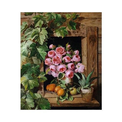 Oil Painting Cross Stitch Kits Simple Flower Rose Crafts Art Needlework 14CT Unprinted Embroidered Handmade Wall Home Decor