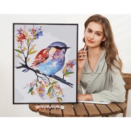 Gatyztory Sparrow Paint By Numbers For Adults Kids HandPainted Animal Oil Painting Canvas Drawing Home Decor Unique Gift