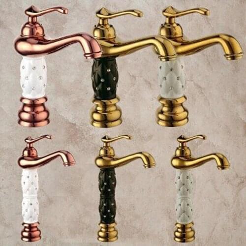 Ceramic gold bathroom mixer tap with solid brass basin sink water tap of hot cold golden bathroom faucets