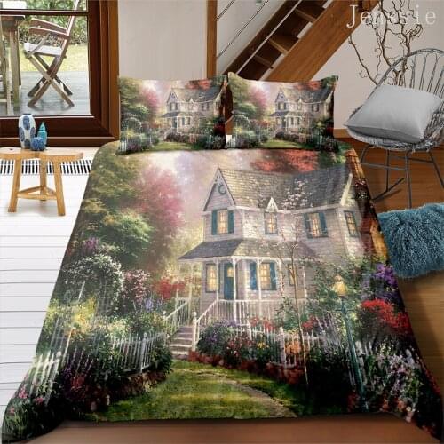 Beautiful Scenery Printed Bedding Set Single Double Queen King Quilt Cover Pillowcase Garden Duvet Cover Set for Bedroom Decor