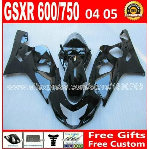 Bodywork for 2004 2005 SUZUKI popular glossy black GSXR 600 750 fairing K4 RIZLA version gsxr600 04 05 GBJ GSX R750 7 gifts