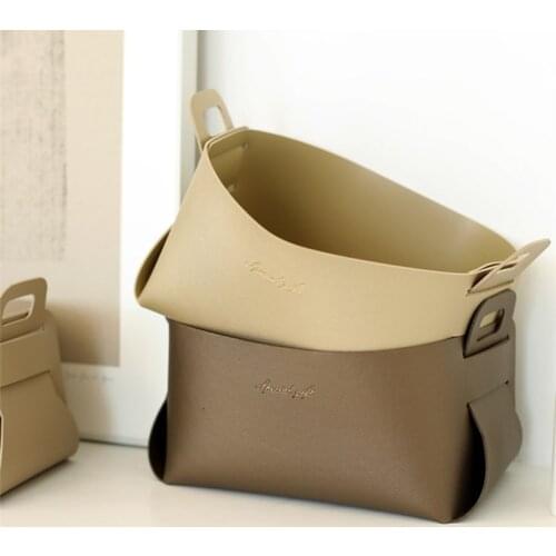 Cutelife PU Leather Portable Organizer Basket Kitchen Folding Fruit Picnic Basket Bedroom Toy Storage Classic Basket Decoration