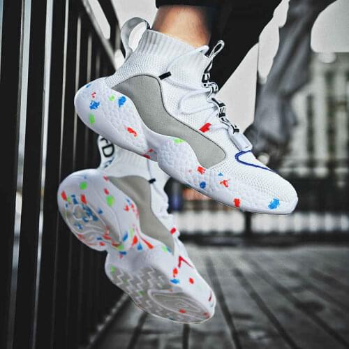 Summer Trainers Men Shoes Sport Thick Bottom Running Sneakers for Men Slip-on Mens Shoes Sports Shoe Plus Size Mesh Male Shoe V3