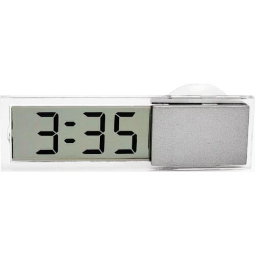 LEEPEE Car Electronic Clock Mini Durable Transparent LCD Display Digital with Sucker Glass Car Ornaments