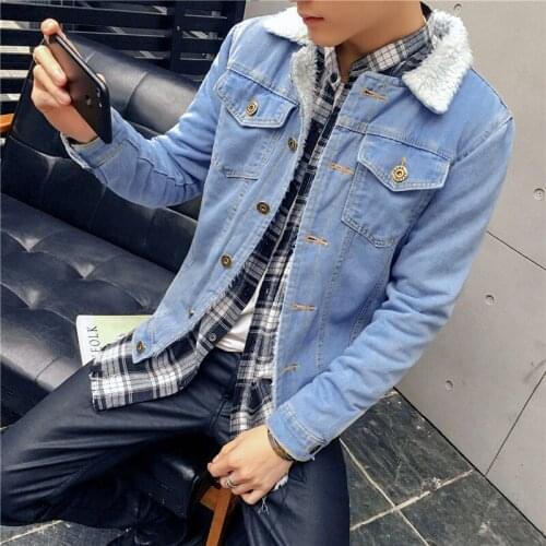 Mens Winter Denim Jackets Fashion Fleece Thick Warm Jeans Casual Slim Outwear Windbreaker Cowboy Coats Long Sleeve Versatile