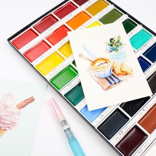 JIANWU KURETATE ZIG Portable art solid painting watercolor and pigment suit 12/18/24/36 color sketch Powder Drawing supplies