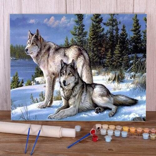 Snow Wolf DIY Painting By Numbers Package Oil Paints 50*70 Painting On Canvas Handmade For Kids Art