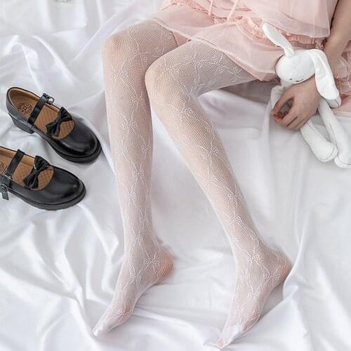 Little Love Bottoming Stockings Women Gothic Tight Pantyhose Japanese Retro Rose Flower Vine Fishnet Lace Trousers
