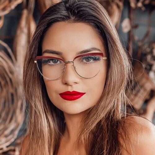 Cat Eye Women Blue Light Glasses Frame Retro Metal Computer Glasses Anti Blue Rays Frames for Ladies Eyewear Oculos Gafas 2020