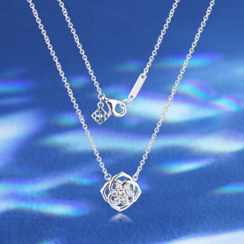 Rose Petals Collier Necklace S925 Silver Jewelry for Mother Wife Friends Gift 2021 Mothers Day 45cm Link Chain Necklaces N142