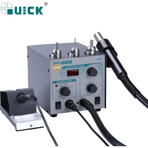 QUICK 706W+ LEAD-Free ESD BGA Soldering Station Hot Air Heat Gun Soldering Iron Tools Desoldering Station SMD Rework Station