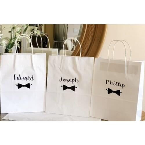 Personalize names wedding Groomsman bridesmaid proposal gift bags, customize birthday party Bachelorette clutches favor bags
