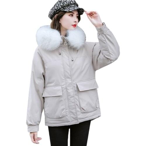 2020 High Quality Winter Parker Women Down Cotton Jacket New Loose Hooded Fur Collar Warm Cotton Clothing Female Outerwear Coat