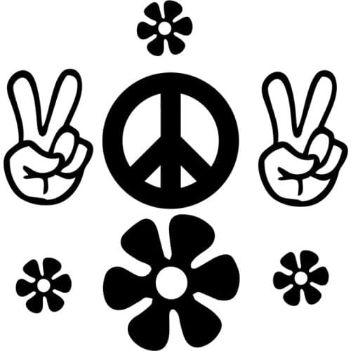 S51063 Various Sizes/Colors Car Stickers Vinyl Decal Hippie Peace Sign Love Flower Motorcycle Decorative Accessories Waterproof
