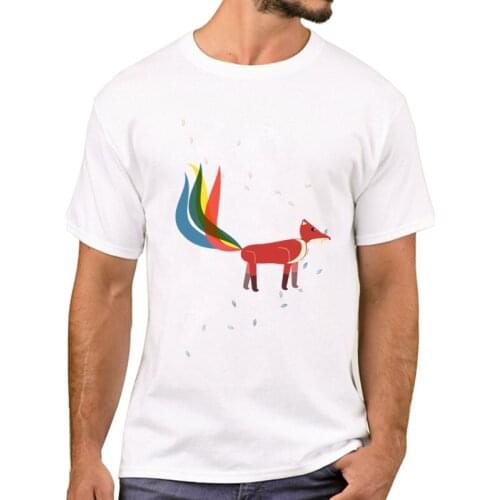 TEEHUB Hot Sales Fashion Cute Fox Men T-Shirt Rainbow Nine Tail Fox Printed T Shirts Short Sleeve Tshirts Boy Harajuku Tee