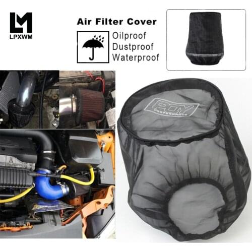 Universal car Air Filter Protective Cover Waterproof Oilproof Dustproof for Cylindrical High Flow Air Intake Filters Black AIB01
