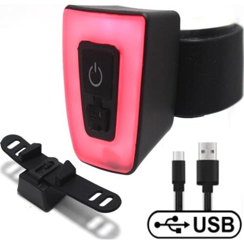 LED USB Chargeable Bicycle Lights 5 Modes Mini Bicycle Rear Light Waterproof Helmet Taillight Cycling Warning Light Flash Lamp