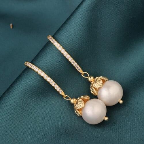 Fashion Classic Delicate Flower freshwater pearls Drop earrings Ethnic Chinese style Jewelry for womens