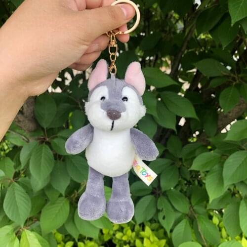 10cm Sled dog gift pendant plush doll key chain cute husky lady bag pendant car key chain ring