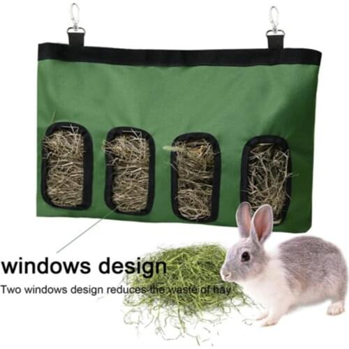 2sizes Hay Bag Hanging Pouch Feeder Holder Feeding Dispenser Container For Rabbit Guinea Pig Small Animals Pet Machine Washable