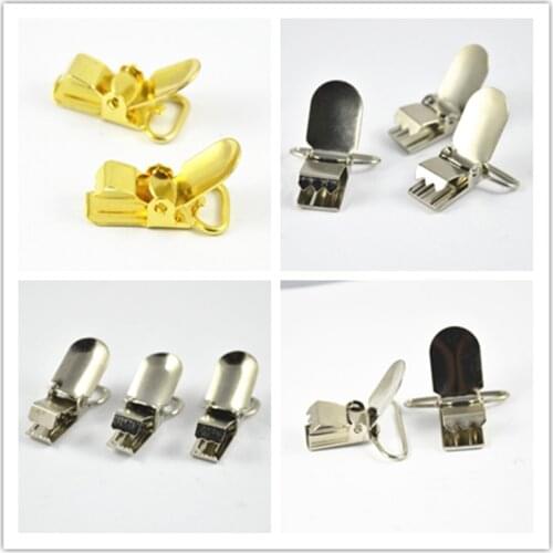 20Pcs Silver Gold Metal Pacifier Clips Baby suspender Pacifier Diy Accessories 10mm 15mm 20mm 25mm 30mm 35mm