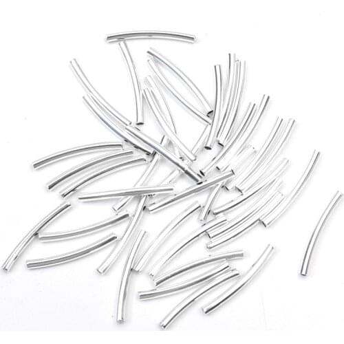 200pcs 20x2mm Silver Curved Tube Spacer Beads Connectors Jewelry Findings For Bracelets Necklace Diy Jewelry Making Accessories