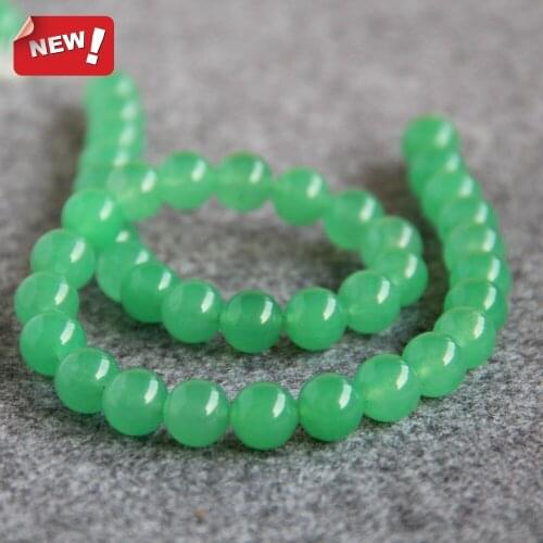 2021 New For Necklace&Bracelet 10mm Natural Green Chalcedony Beads Round Stone Loose Beads DIY Beads 15inch Women Jewelry Making