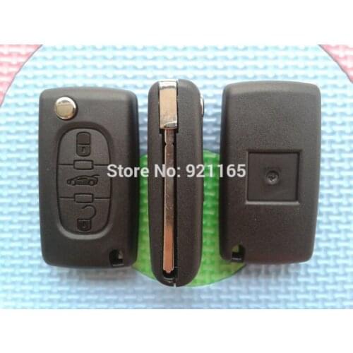 5pcs/Lot New Replacement Key Shell For Peugeot 3 Button Flip Remote Key Case With Trunk Button 307 VA2 Blade No Groove No Logo