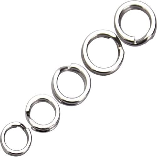 50pcs/lot Fishing Split Ring Flattened Double Ring swivel Anticorrosion Wearresistant Lure hooks Connecting Ring accessories