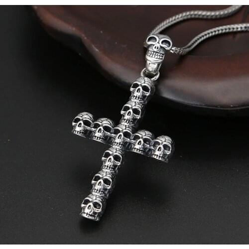 925 sterling Silver cross skull charm tag pendant Mens jewelry (without chain) A2895