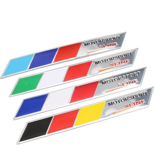 Aluminum Germany Italy France Flag Car sticker motorsport Sline Emblem Badge Sticker Car Styling For Jeep Bmw Fiat VW Ford Audi