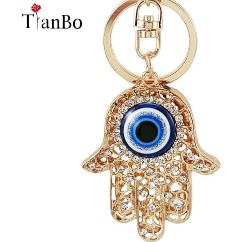 Key Chain Ring 2018 Fashion Brand Crystal Fatimas hand Women Car Keychain Rhinestone Keychain Hand Pendant