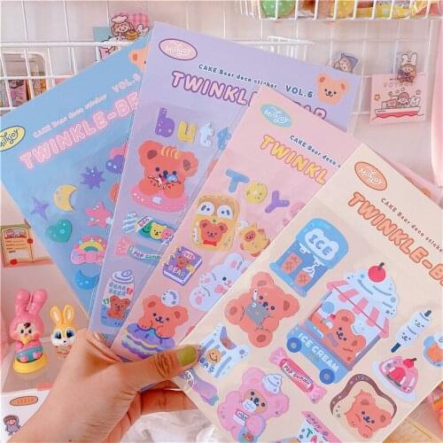 Korean Style Glittery Bear Stickers Decoration Scrapbooking Paper Creative Stationary