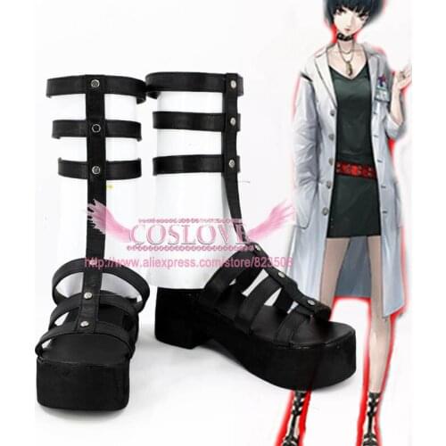 Persona 5 Tae Takemi Black Cosplay Shoes Boots Newest Custom Made For Hallowee Christmas CosplayLove