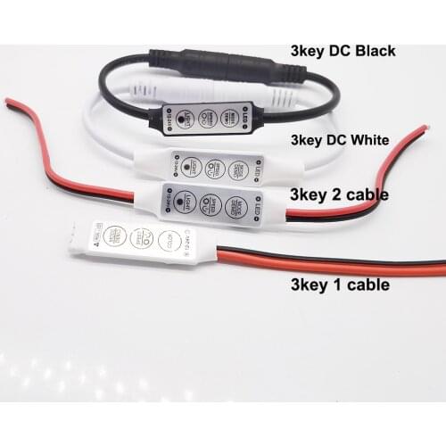 DC 5V-12V-24V 12A 3Keys Mini DC LED RGB Controller Dimmer Driver For RGB 5050/3528/2835/5730/5630/3014 SMD LED Strip Lights
