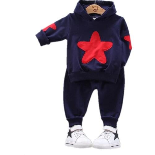 Spring Autumn Baby Clothes Children Boys Girls Pentagram Hooded Pants 2Pcs/sets Toddler Fashion Casual Clothing Kids Tracksuits