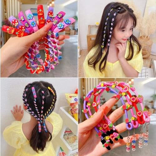 Children Twist Braid Curly Hair Chain Little Girls Dreadlocks Fruit Flower Braided Hair Rope Head Rope Girls Hair Accessories