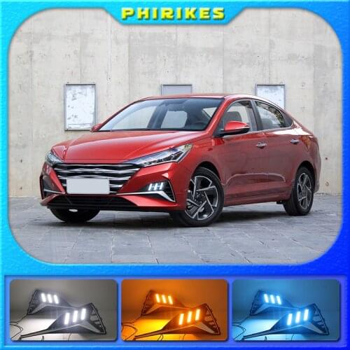 For Hyundai Accent Solaris Verna 2020 LED DRL Daytime Running Light Fog Lamp 12V Car Running Lights