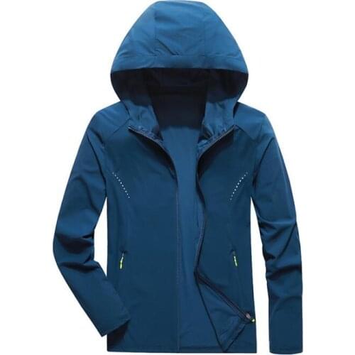 Breathable Waterproof Solid Long Sleeve Hooded Summer Sun&UV Protection Jacket Quick Dry Camping Fishing Hiking Jacket