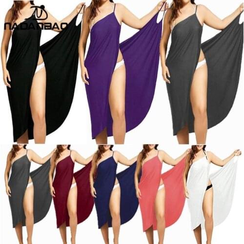 NADANBAO Elegant Solid Color Beach Dress 2021 Fashion Summer Plus Size Women Clothes Casual Sexy Slim Suspender Split Dress
