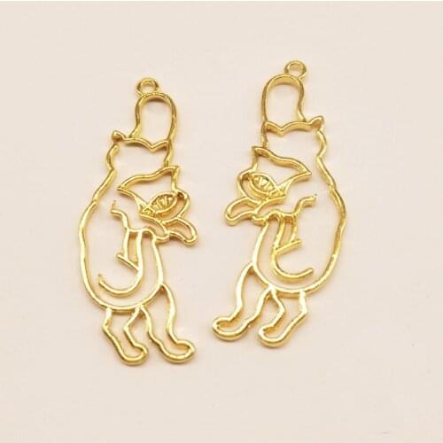 GLADZGT 10pcs/lot Cat take fan Metal Frame Pendant Gold Charm Bezel Setting Cabochon Setting UV Resin Charms